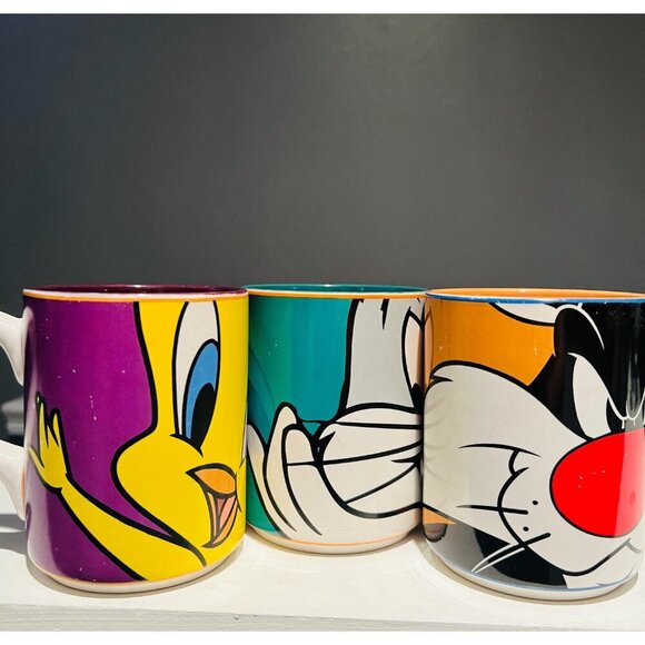 Set of 3 Vintage Looney Tunes Mugs|Tweety Bird, Bugs Bunny, Sylvester|WB Stamp - Picture 6 of 10